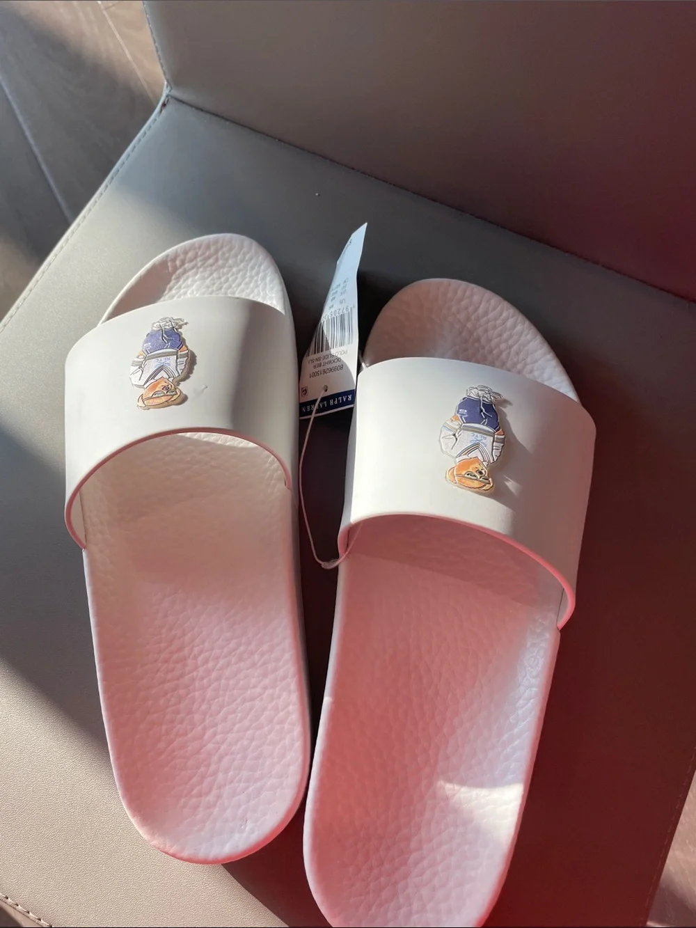 Ralph Lauren Polo Bear White Slide Sandals NWT